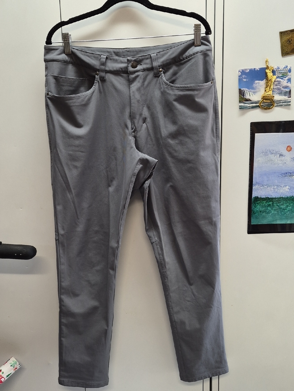 Gray Straight-Leg Pants